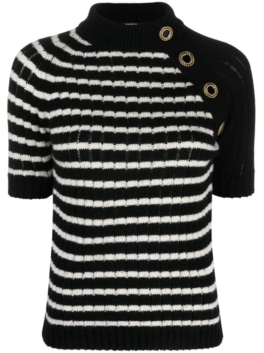 Striped Cashmere-Blend Top