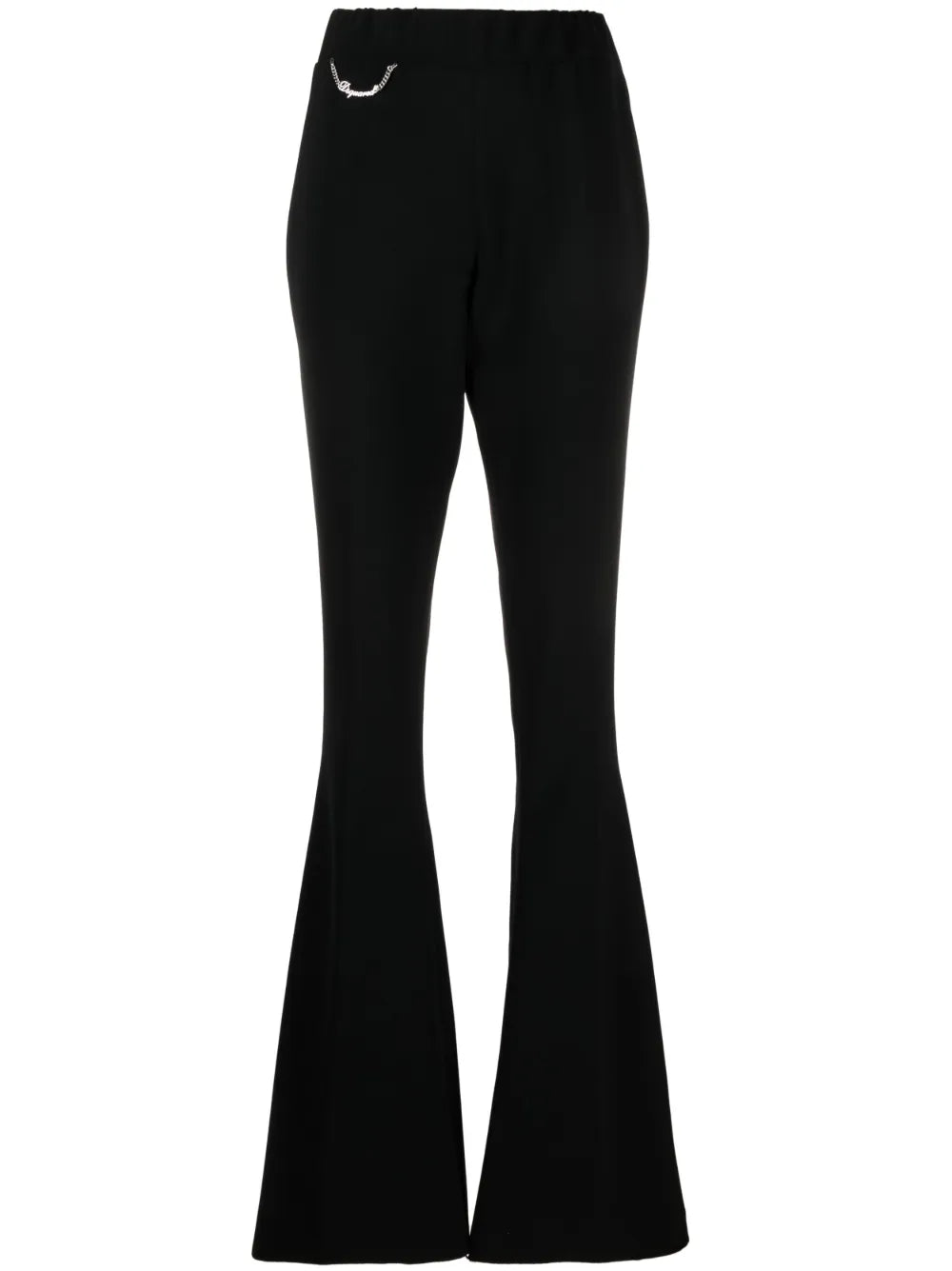 Chain-Embellished Flared Trousers