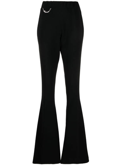 Chain-Embellished Flared Trousers