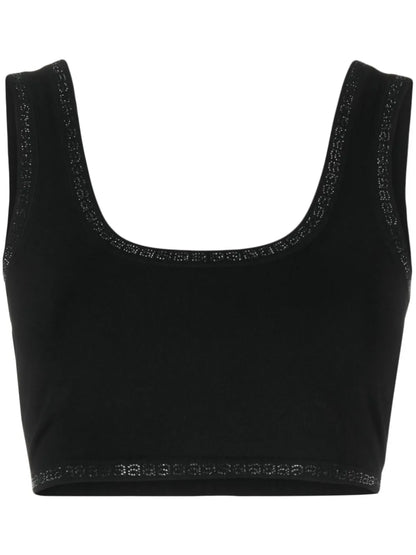 Rhinestone-Trim Cropped Top