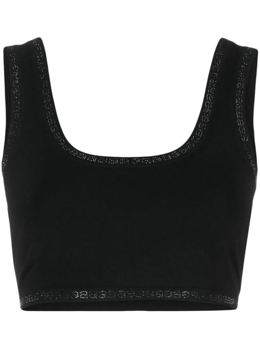 Rhinestone-Trim Cropped Top