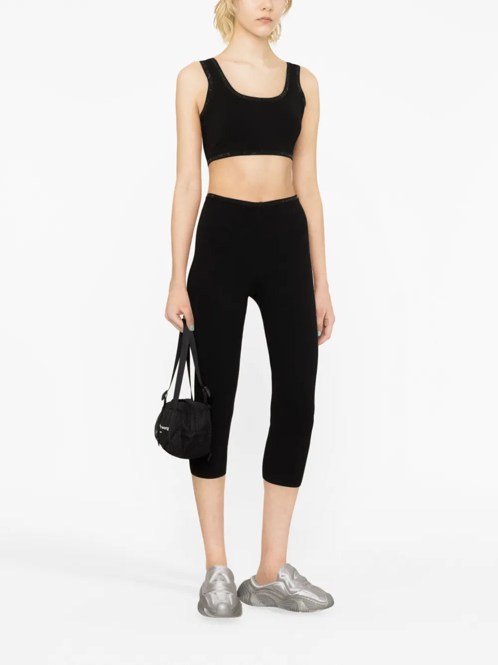 Rhinestone-Trim Cropped Top