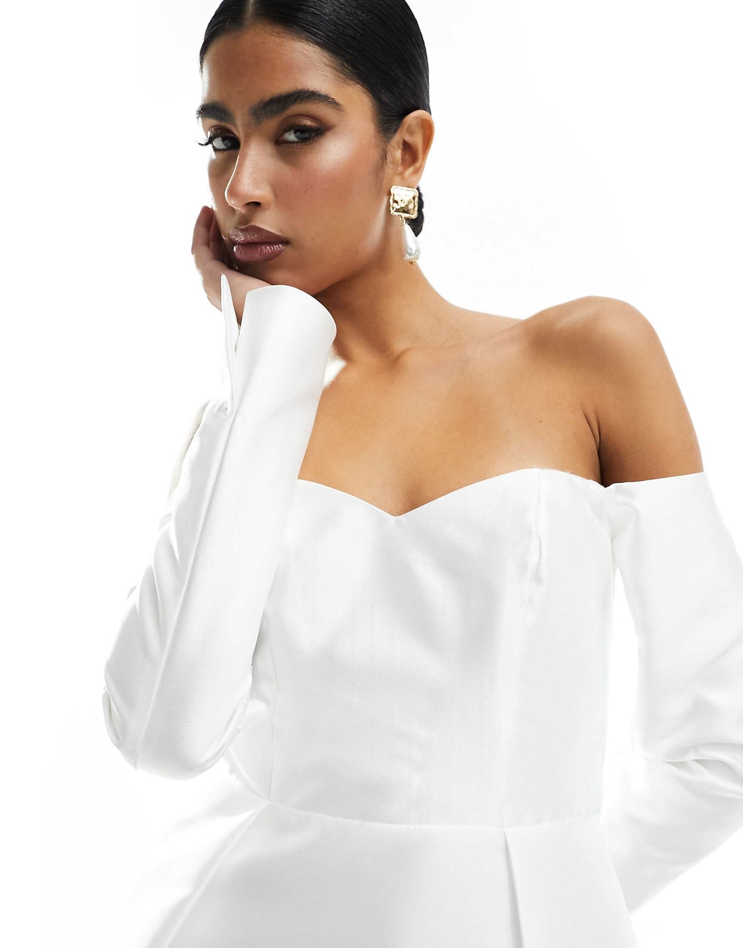 Bridal Satin Long Sleeve Mini Dress