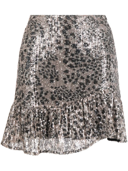 Animal-Print Embellished Mini Skirt