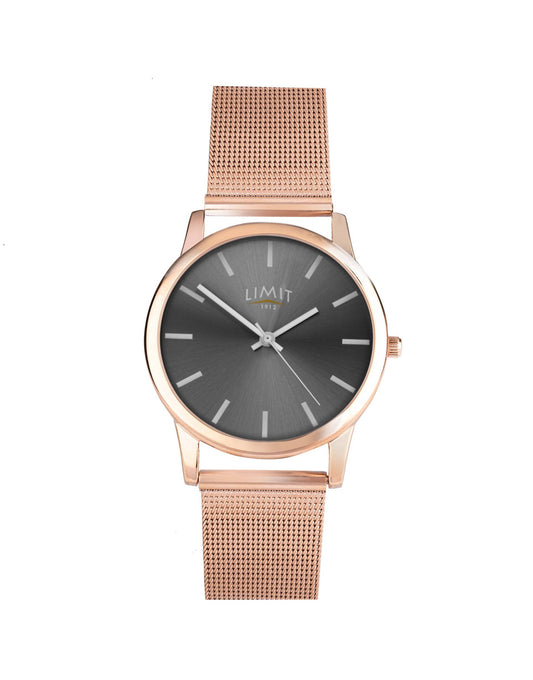 Rose Gold Watch With Mesh Bracelet And Dial