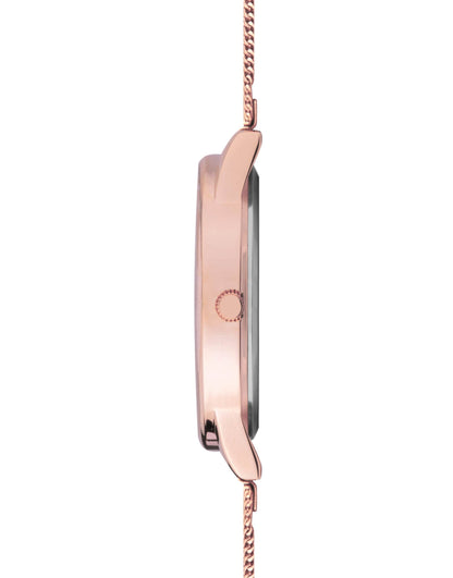 Rose Gold Watch With Mesh Bracelet And Dial