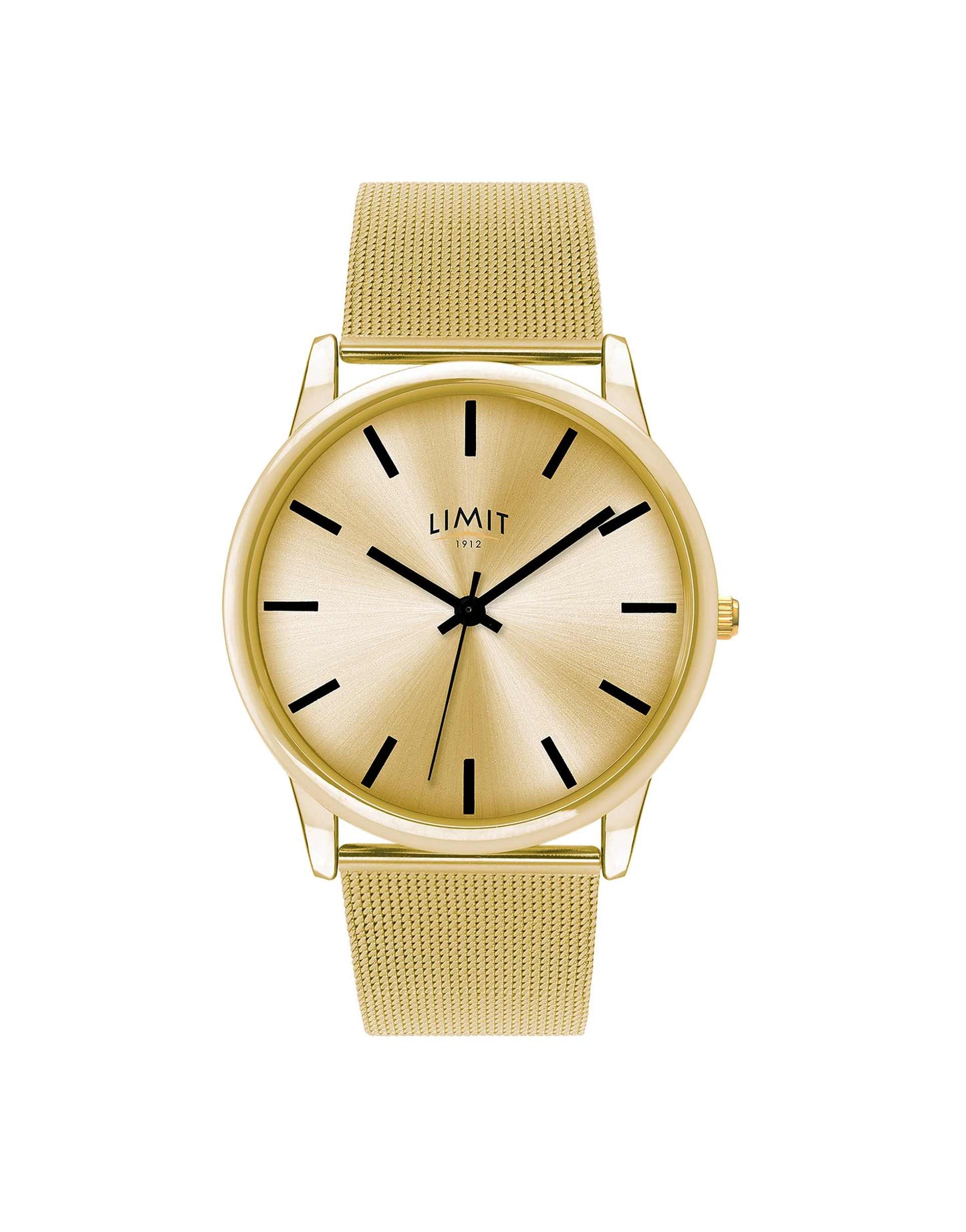 Gold Watch With Mesh Bracelet And Dial