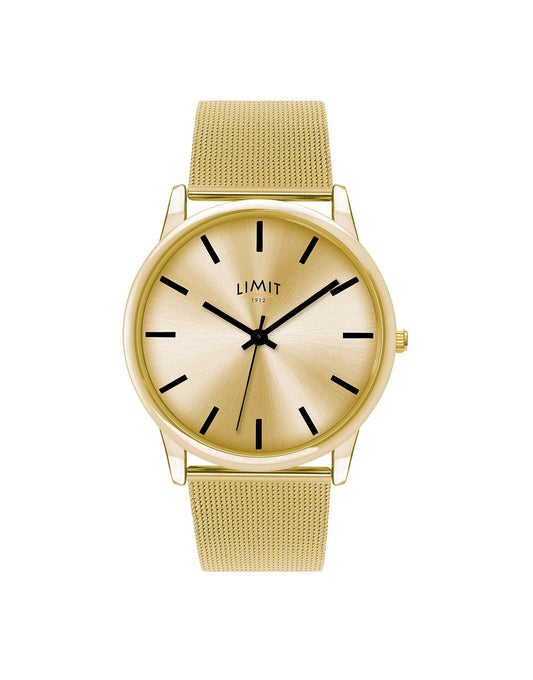 Gold Watch With Mesh Bracelet And Dial