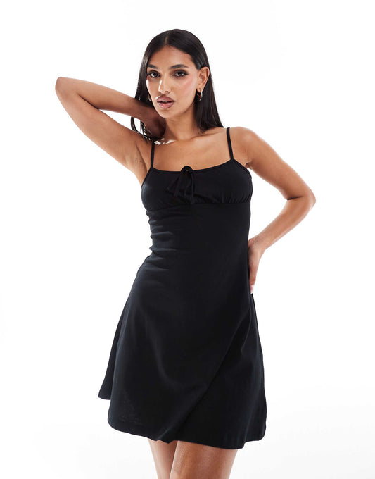 Cami Ruched Bust Mini Dress With Flare Hem