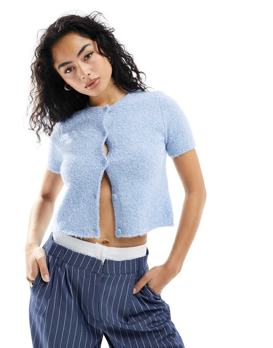 Knitted Button Front Short Sleeve Cardigan