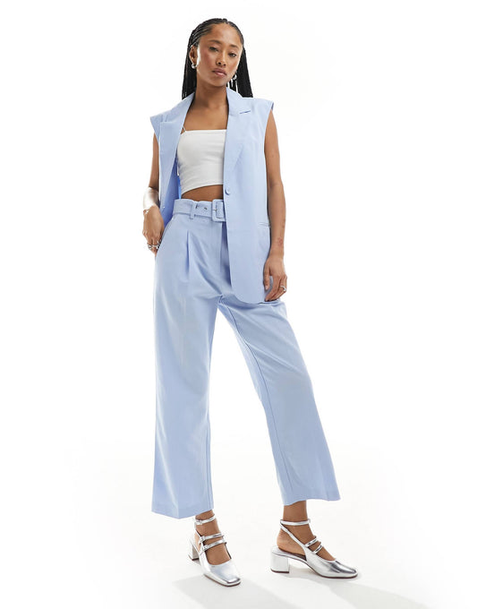 Tailored Belted Trouser With Linen