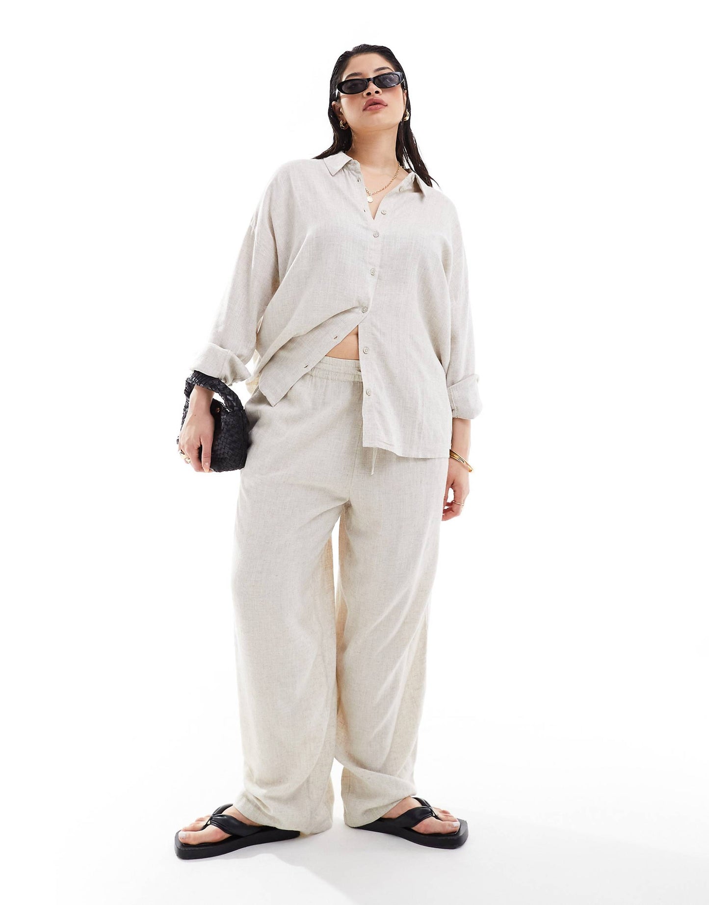 Curve Loose Fit Linen Mix Trouser Co-Ord