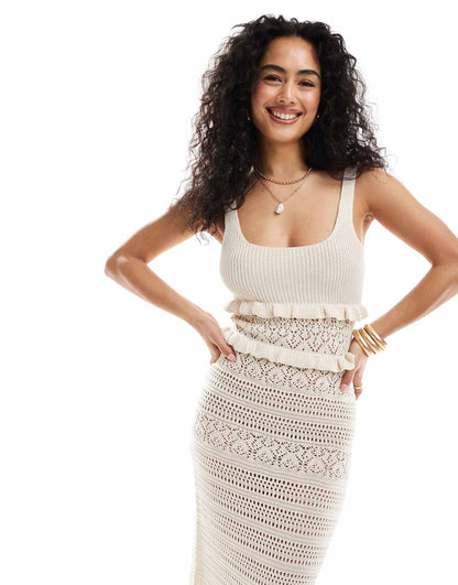 Frill Crochet Maxi Dress
