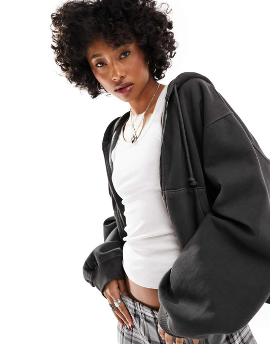Boxy Heavyweight Jersey Zip Hoodie