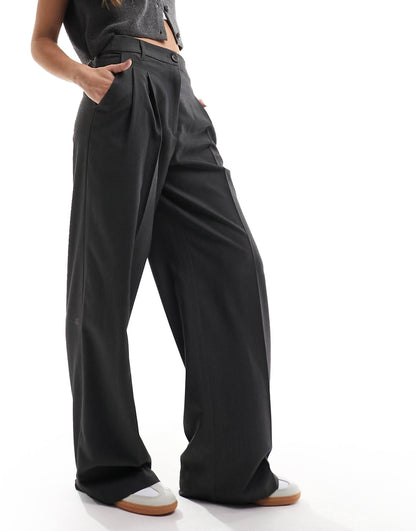 High Waist Wide Leg Tailored Trousers