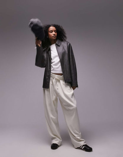 Faux Leather Centre Front Zip Jacket
