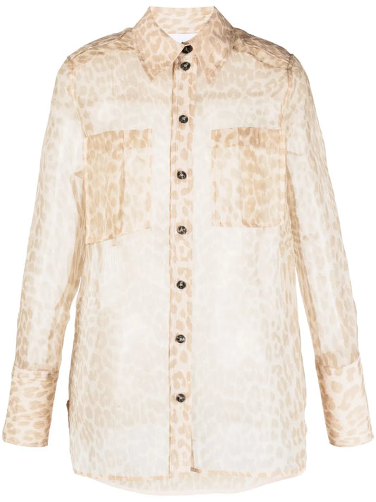 Leopard-Print Semi-Sheer Shirt