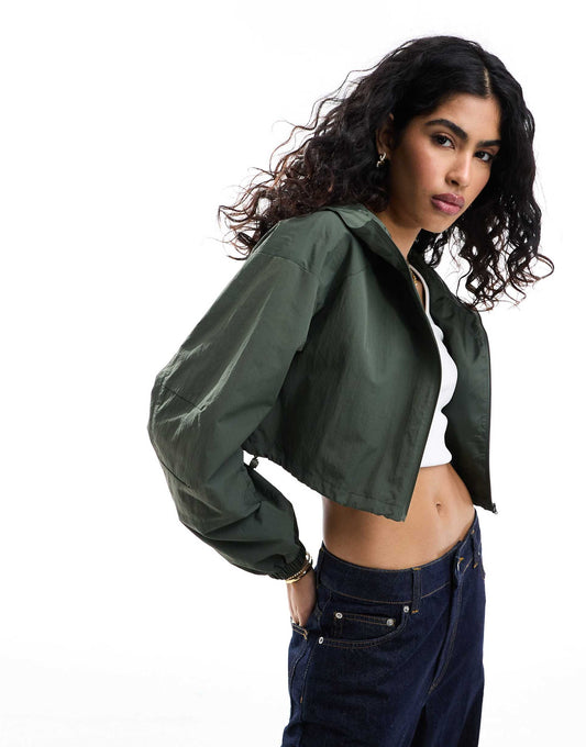 Cropped Hooded Rain Jacket