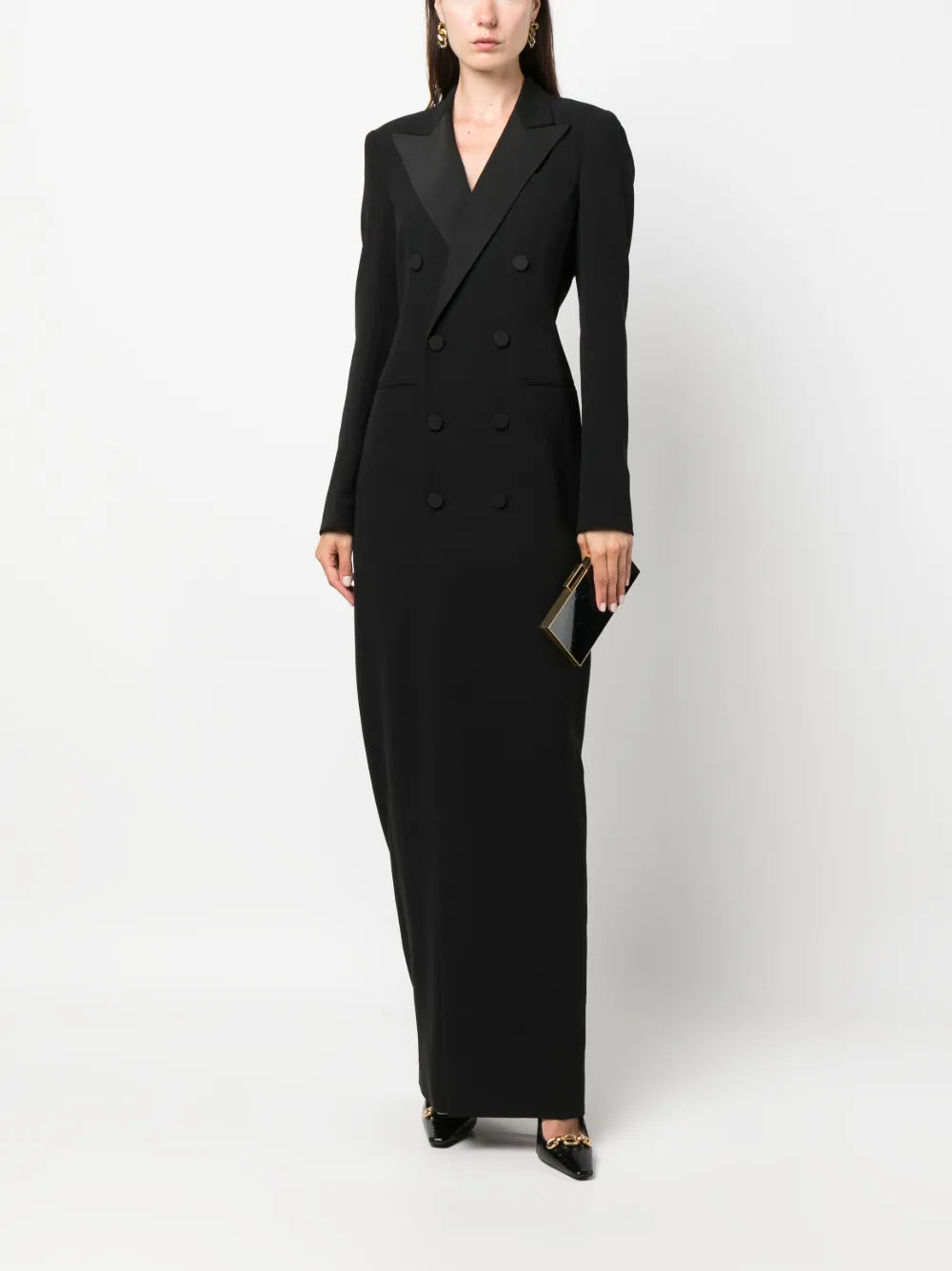 Double-Breasted Suit Maxi Dress