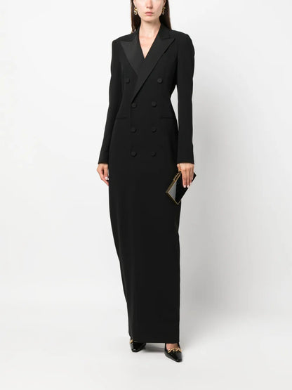 Double-Breasted Suit Maxi Dress