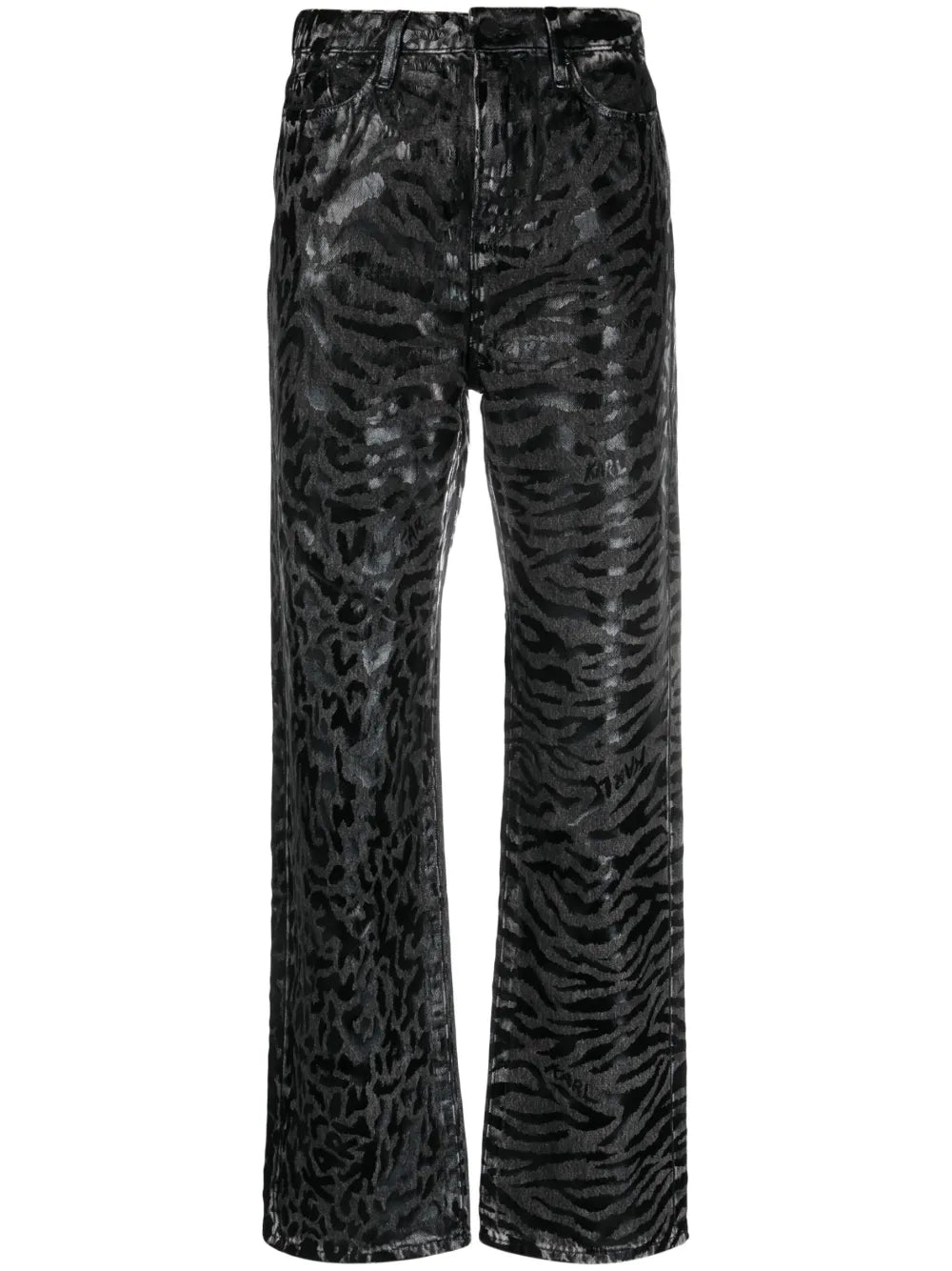 Animal-Print Straight-Leg Jeans