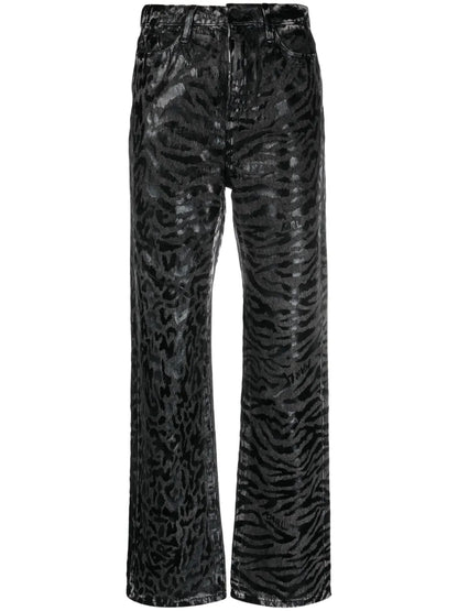 Animal-Print Straight-Leg Jeans