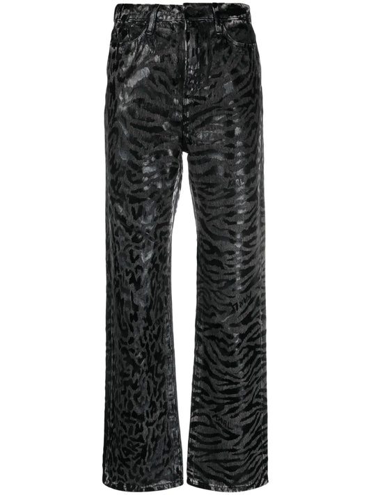 Animal-Print Straight-Leg Jeans