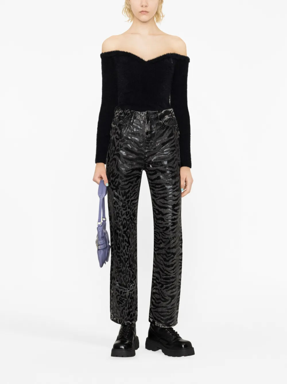 Animal-Print Straight-Leg Jeans