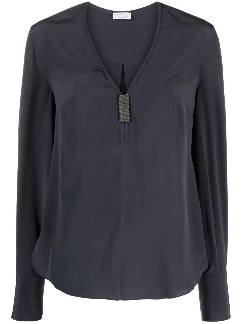 Bead-Detail Silk Blouse
