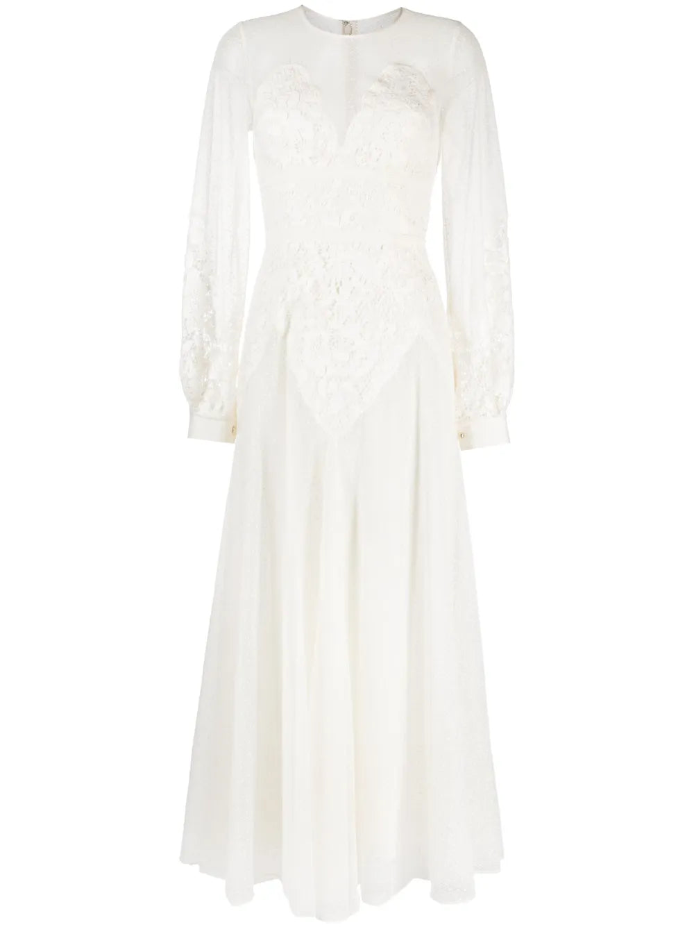 Floral-Lace Tulle Maxi Dress