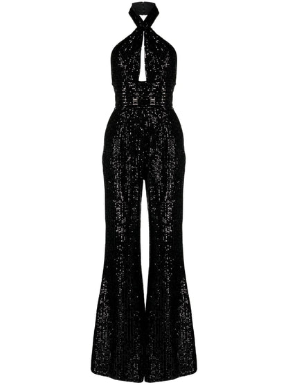 Sequin-Embellished Halterneck Jumpsuit
