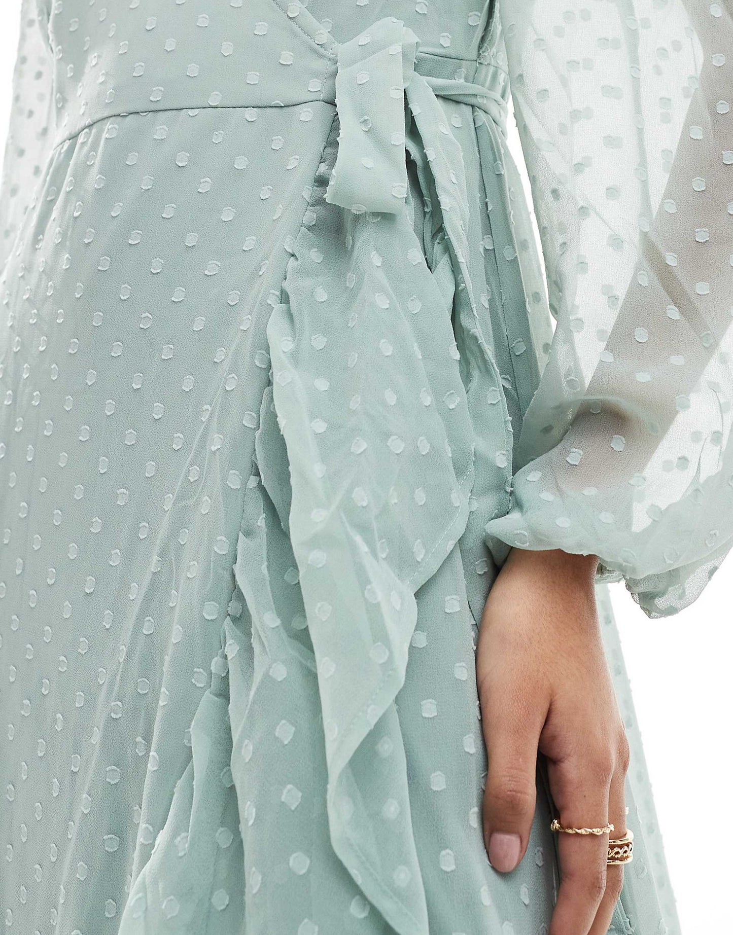 Bridesmaid Dobby Wrap Maxi Dress With Frill Detail