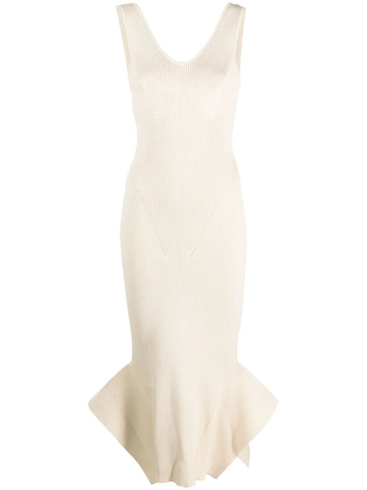 Sleeveless Asymmetric-Hem Midi Dress