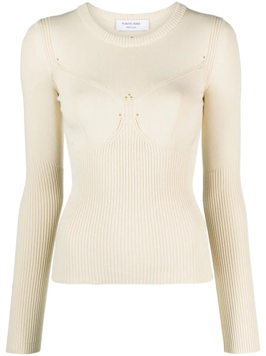 Rib-Knit Long-Sleeve Top