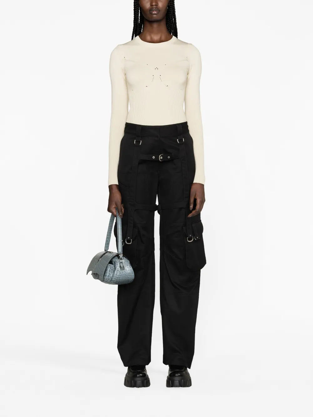 Rib-Knit Long-Sleeve Top