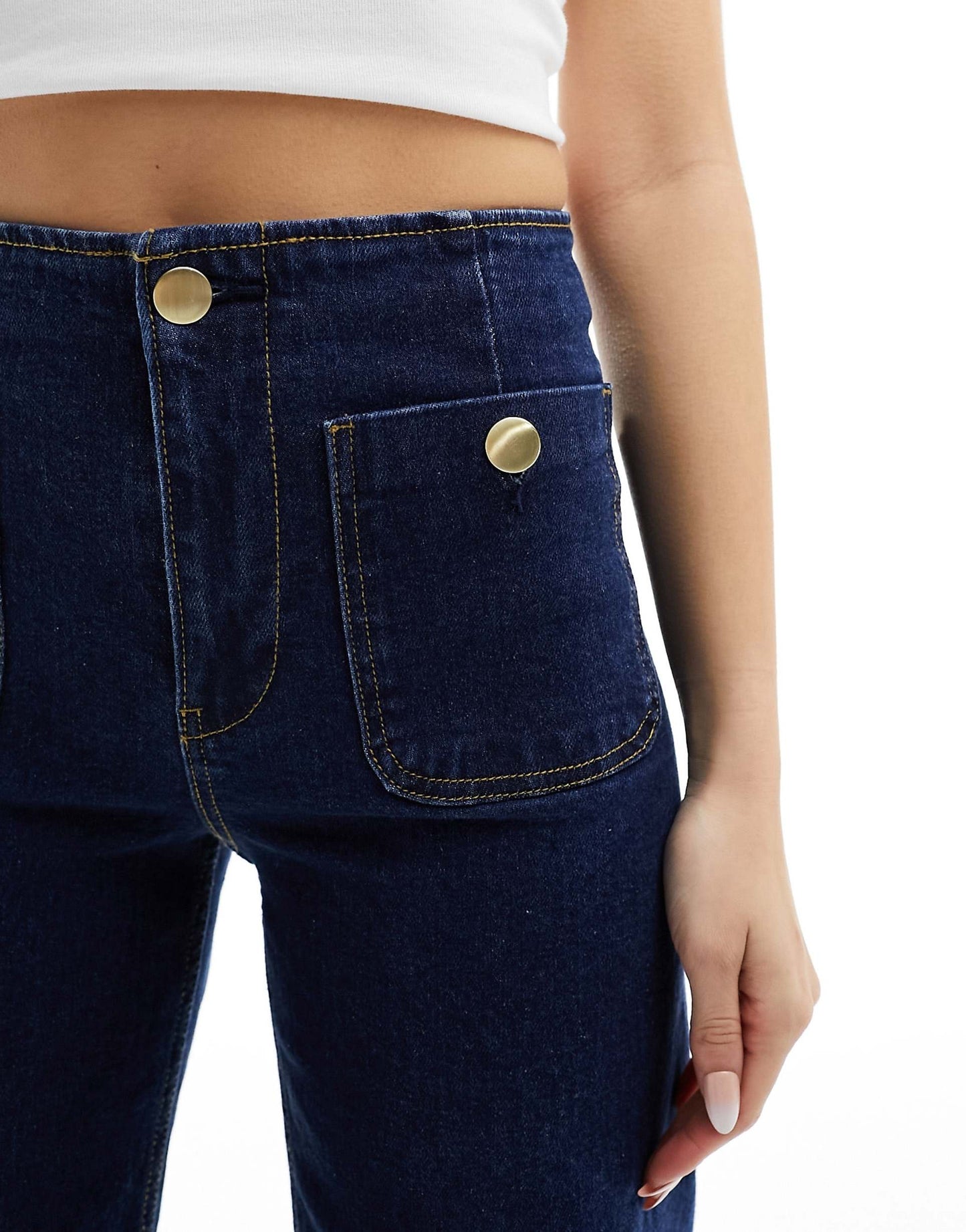 Straight Leg Jean With Button Detail