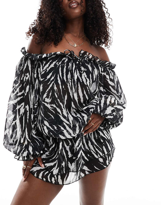 Off Shoulder Ruffle Beach Dress