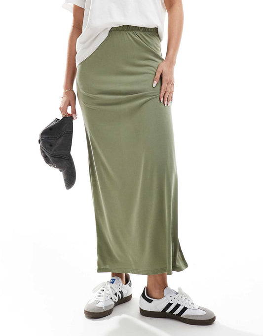 Slinky Maxi Skirt With Split