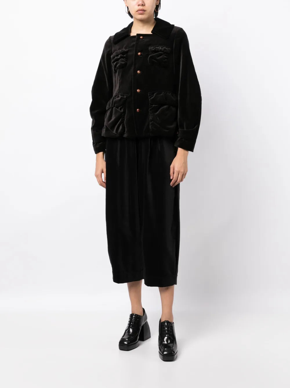 Edwina Velvet Cropped-Leg Trousers