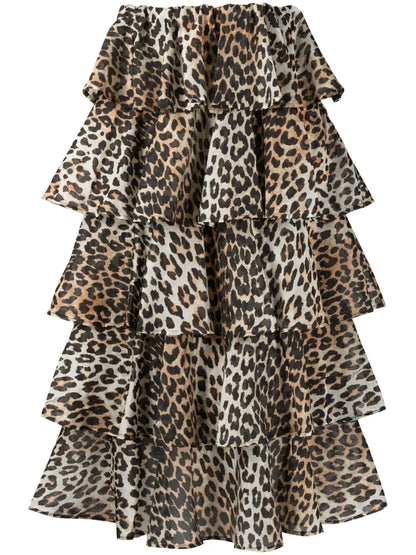 Leopard-Print High-Waist Skirt