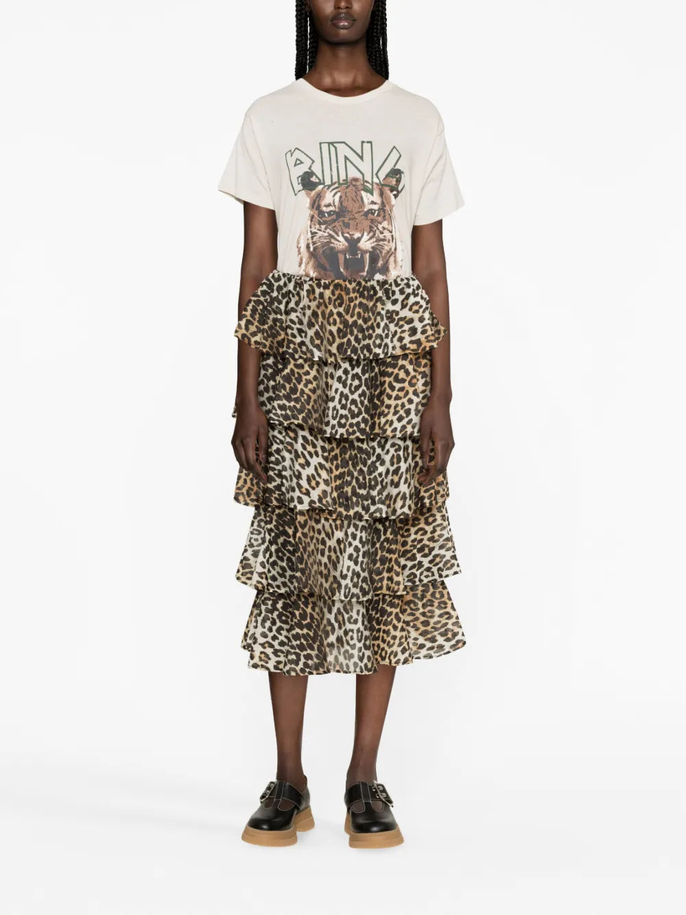 Leopard-Print High-Waist Skirt