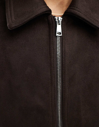 Faux Suede Top Collar Jacket