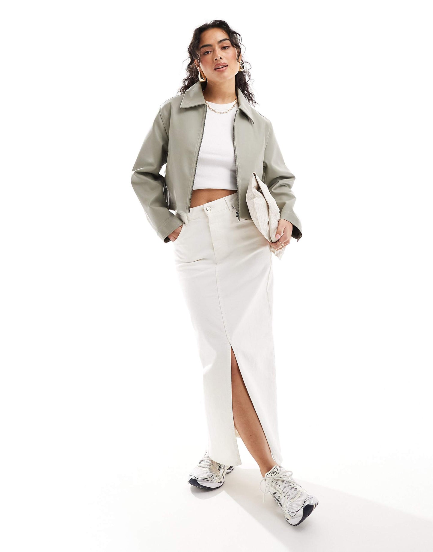 Leather Look Top Collar Jacket