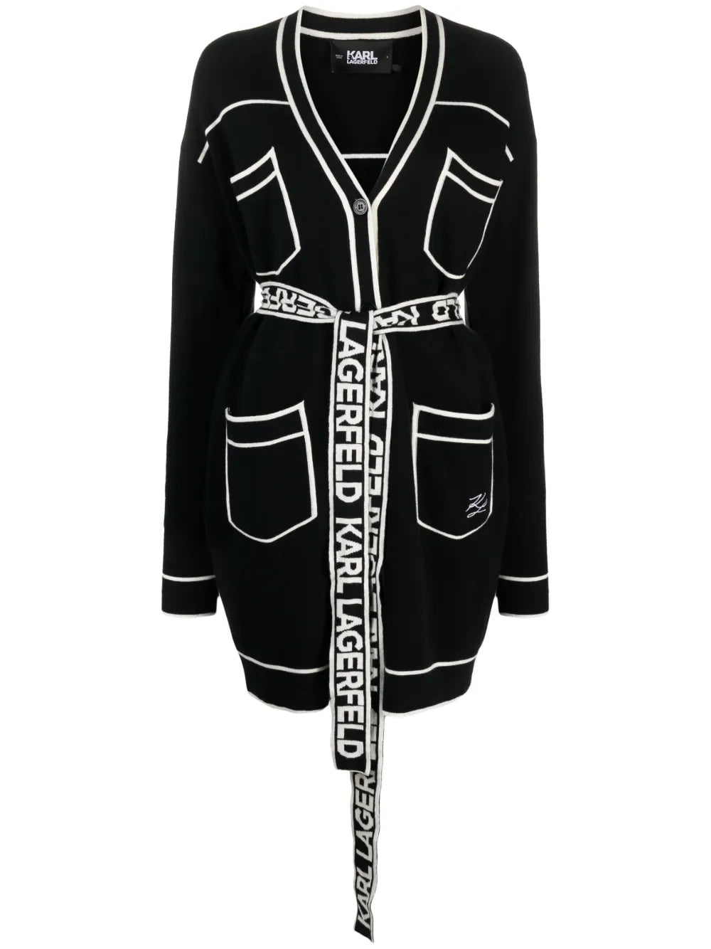 Logo-Print Belted Cardigan