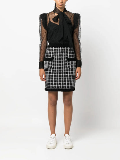 Mesh Ruffle Blouse