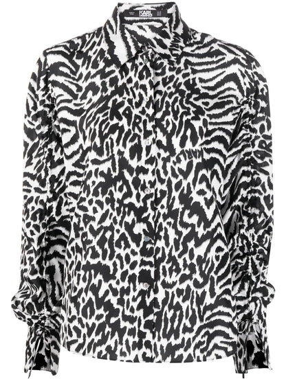 Animal-Print Silk Shirt