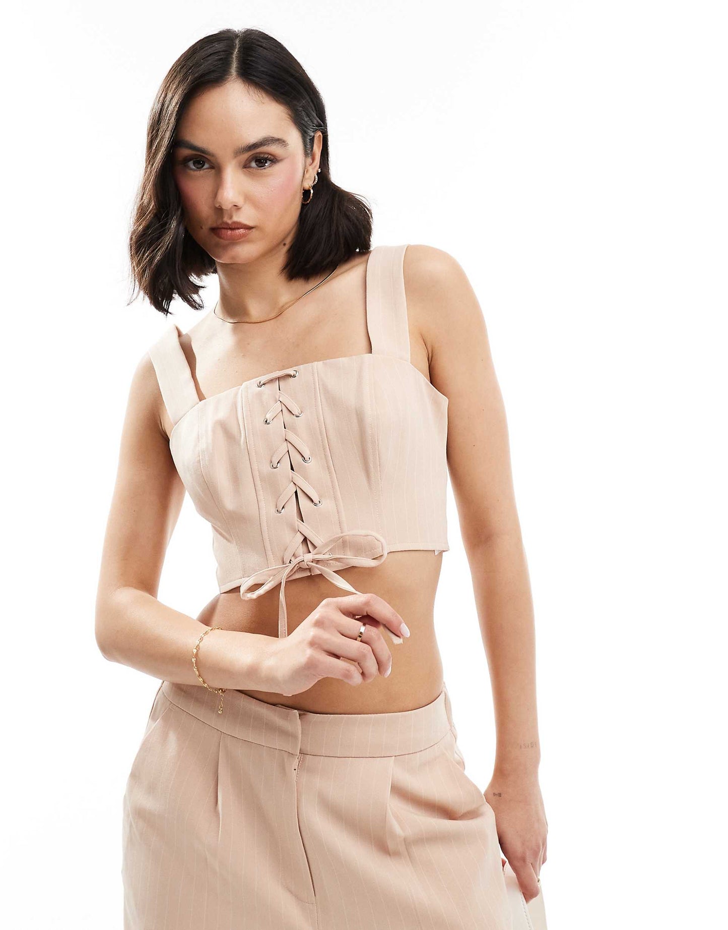 Lace Up Corset Crop Top Co Ord