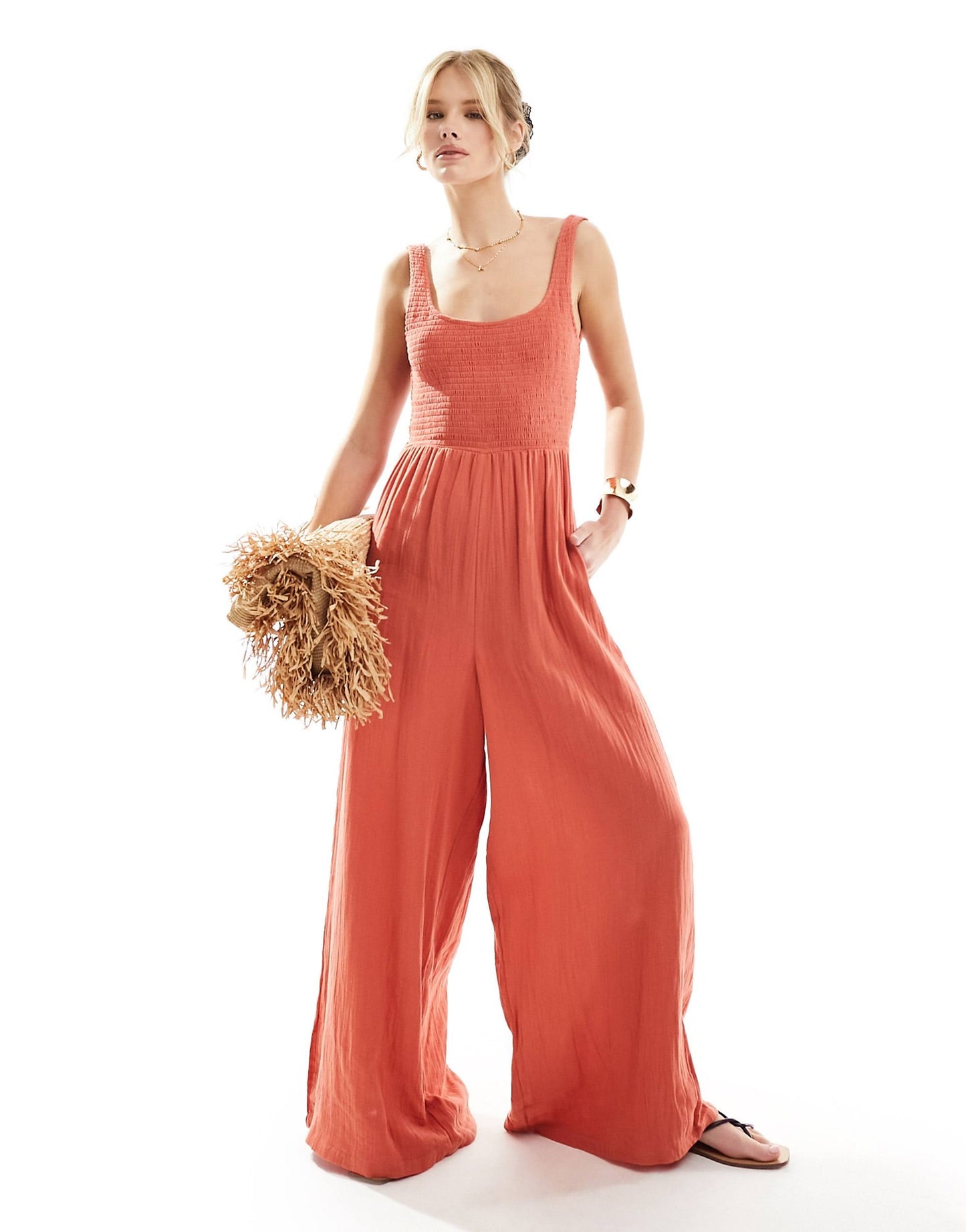 Scoop Neck Wide Leg Jumpsuit