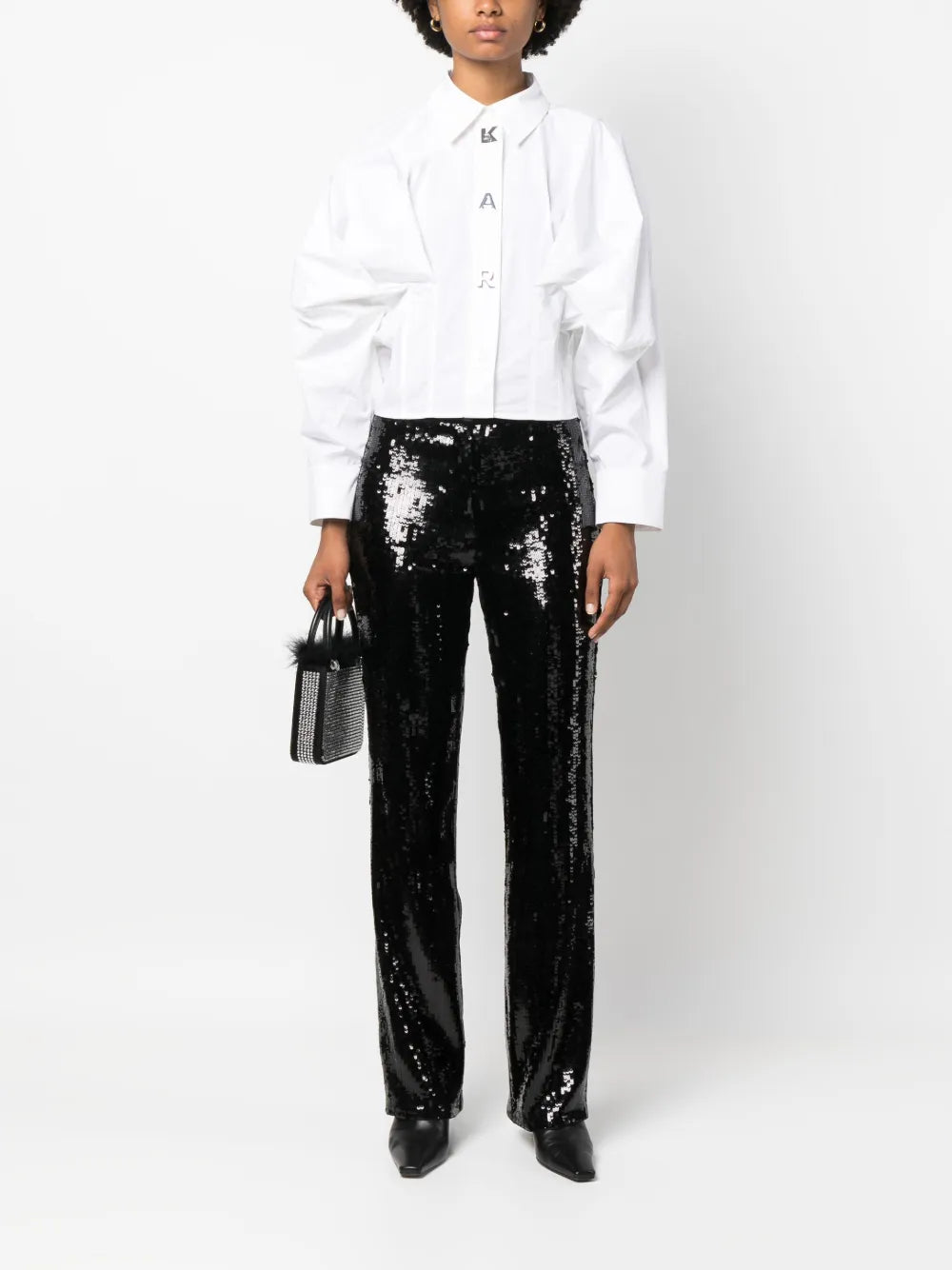 Sequin-Embellished Straight-Leg Trousers