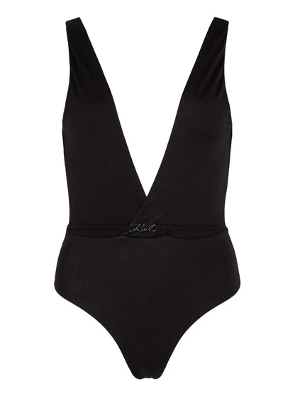 Metallic V-Neck Swimsuit